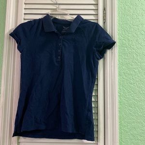 Faded Glory Kids Girls Uniform Navy Polo Short-Sleeve Shirt M